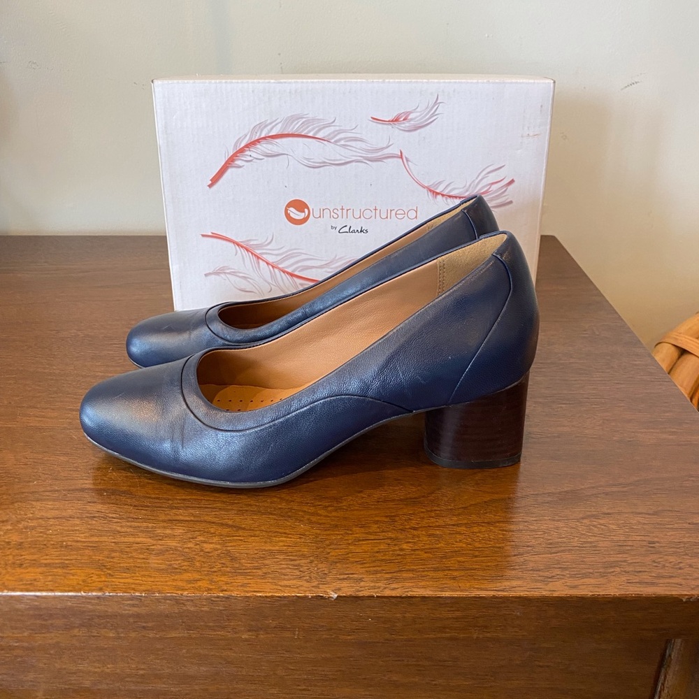 Unstructured By Clarks Un Cosmo Step Navy Leather… - image 2